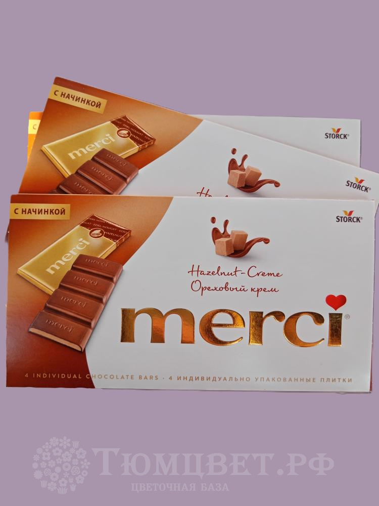 MERCI молочный шоколад с начинкой из орехового крема 112 гр